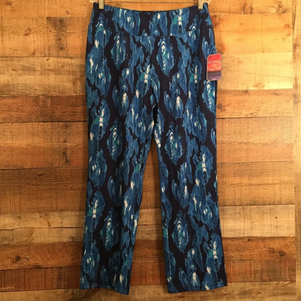 Sunsets&Sweet Tea Blue Diamond Knit Pants Sz L NWT